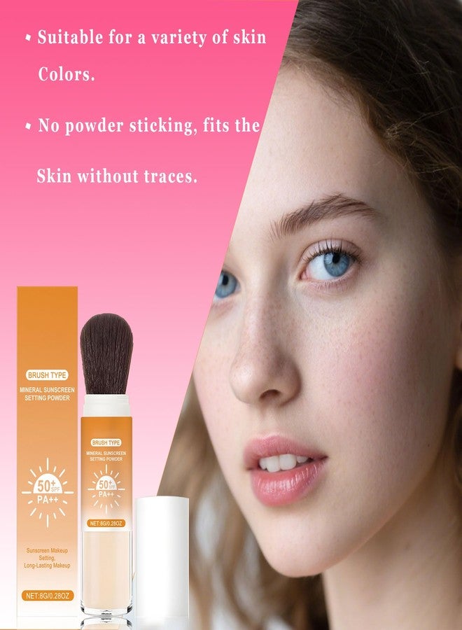 Lyjinbc Mineral Sunscreen Setting Powder, SPF 50 Transparent Brush Powder, Long-Lasting,Lightweight Breathable, Oil Control Natural Matte, Suitable for Face, Scalp & Hair - Image 2